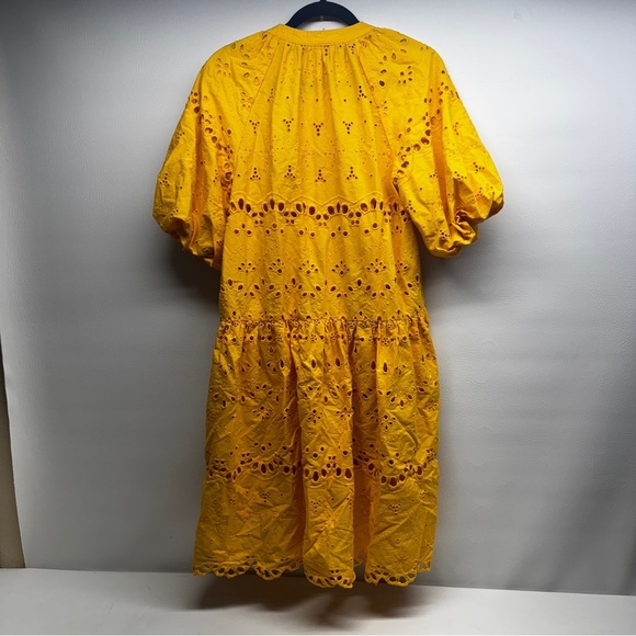 Anthropologie Tallulah Yellow Eyelet Dress size Large - Picture 6 of 12